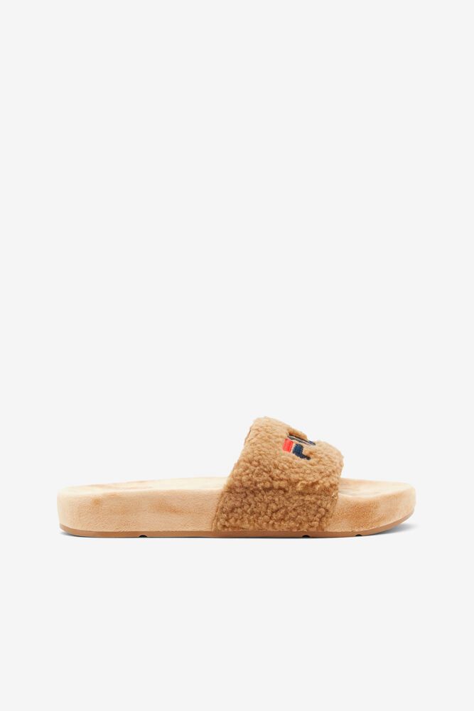 Fila Sandals Womens Beige - Fuzzy Drifter - Philippines 9723158-ZN